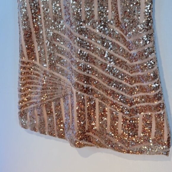 Rose gold Sequin sleeveless A-line mini dress size small - Picture 4 of 10